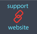 visit the user support site graphic with two red links interlocked sumbolising the connection between us and our users. Set against a dark grey background and with the words 'support website' above and below the links